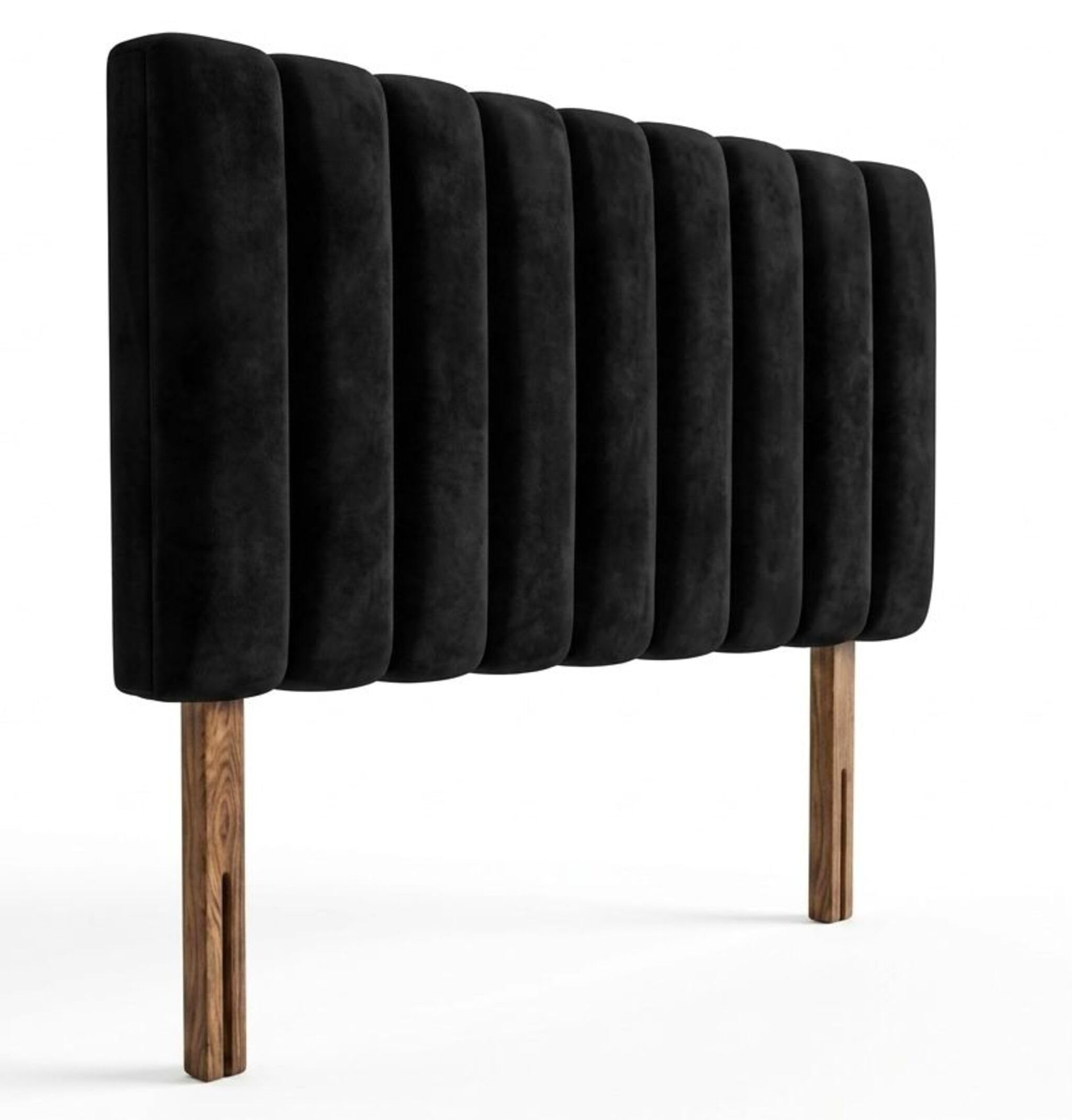 Luxuryh Portland Velvet Lined Upholstered Headboard for Divan Beds Plush Padded Vertical Panel Design with Wooden Struts Luxury Bedroom and Hotel Furniture Height 20 inch (BLACK, king 5ft)