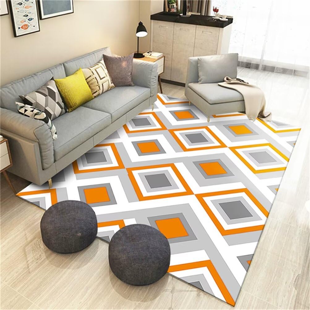 Tapis descente de lit chambre adulte ou salon au style géométrique
