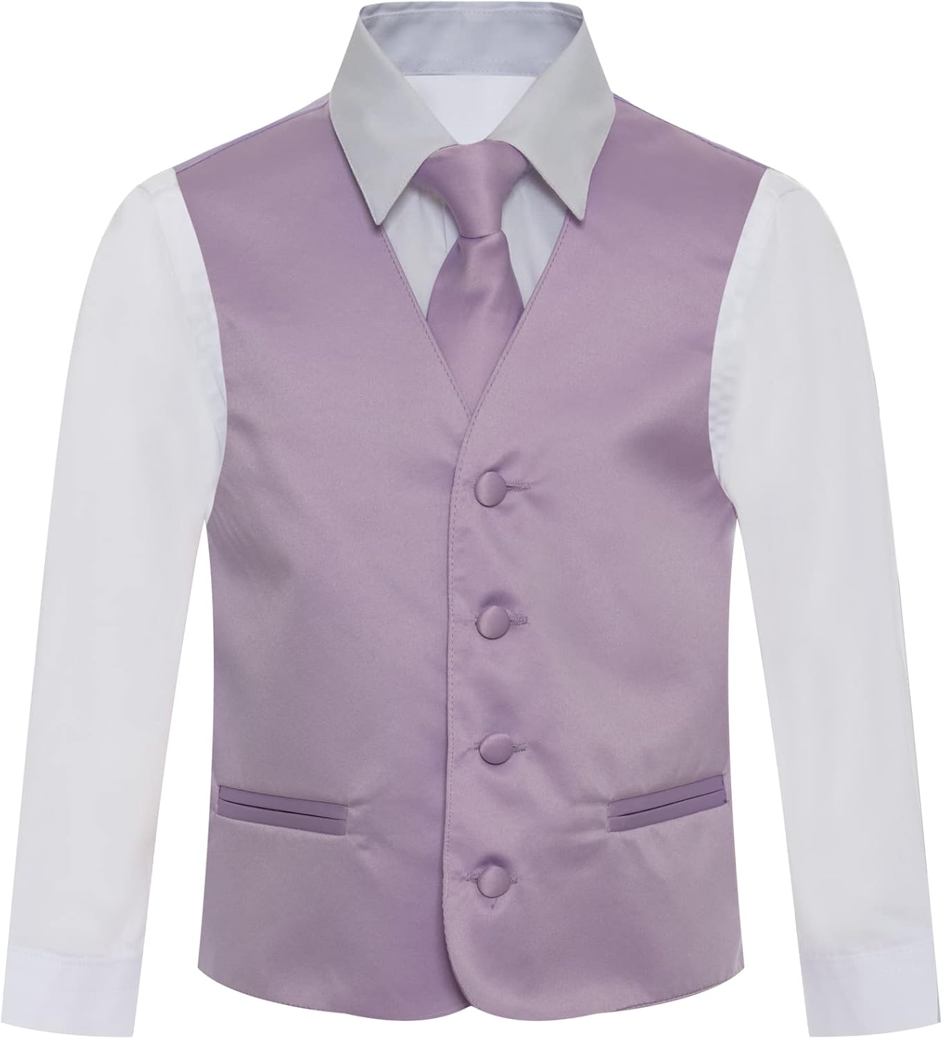 Boy's Premium Solid Formal Vest - Necktie – Bow Tie Three Piece Set for Suits & Tuxedos - Many Colors