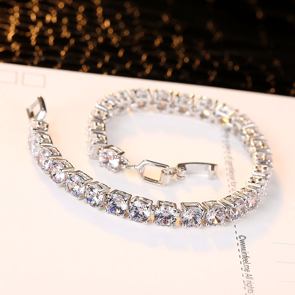 Bransoletka dla kobiet Moda Zestaw diamentów Bransoletka z cyrkoniami Moda Bransoletka platynowana Bransoletka prezent ślubny i urodzinowy