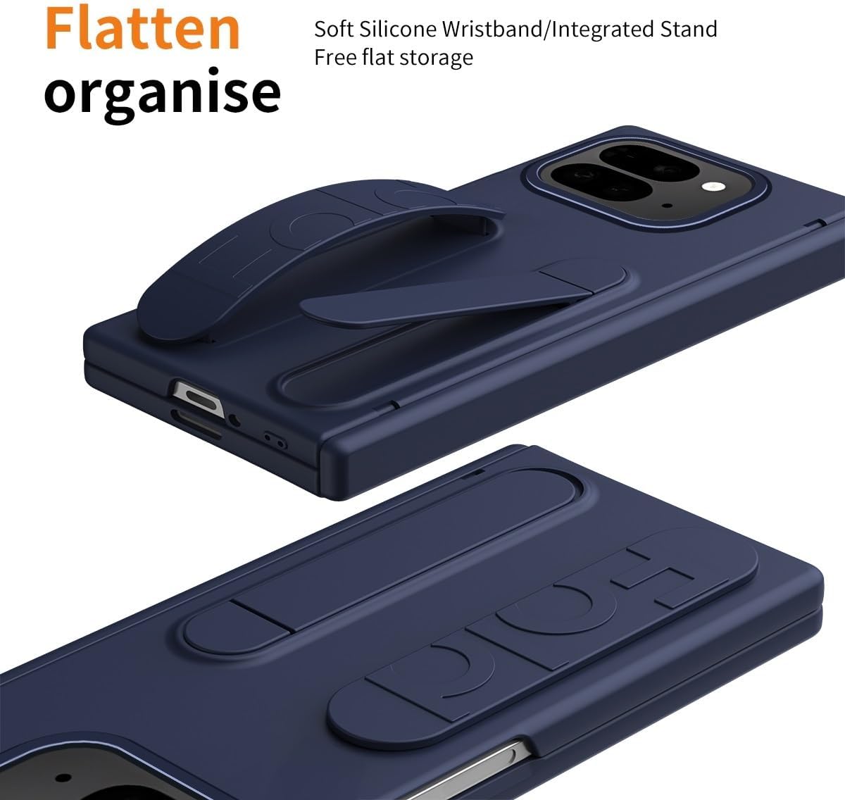Compatible with Google Pixel 9 Pro Fold Case with Built-in Screen Protector & Hidden Kickstand, Hinge Protective Case Full-Body Shockproof Protective Phone Case for Pixel 9 Pro Fold (Blue)