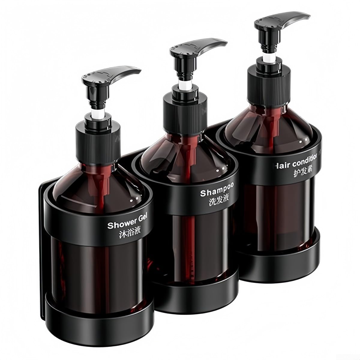 Distributeur savon mural avec pompe en acier inoxydable design marron noir