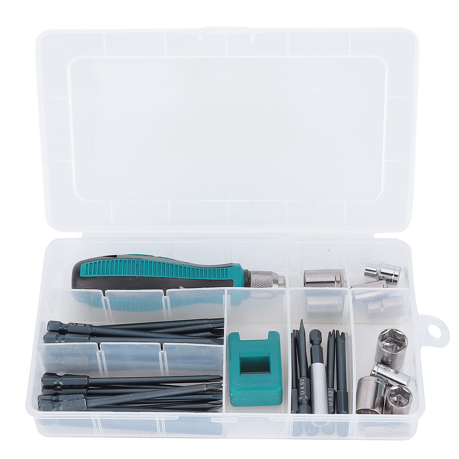 Juego Destornilladores Trinquete, 23 Puntas Destornillador Doble Extremo, Herramienta Reparación Apriete Manual Métrico con Caja Almacenamiento para Hogar, Automóvil