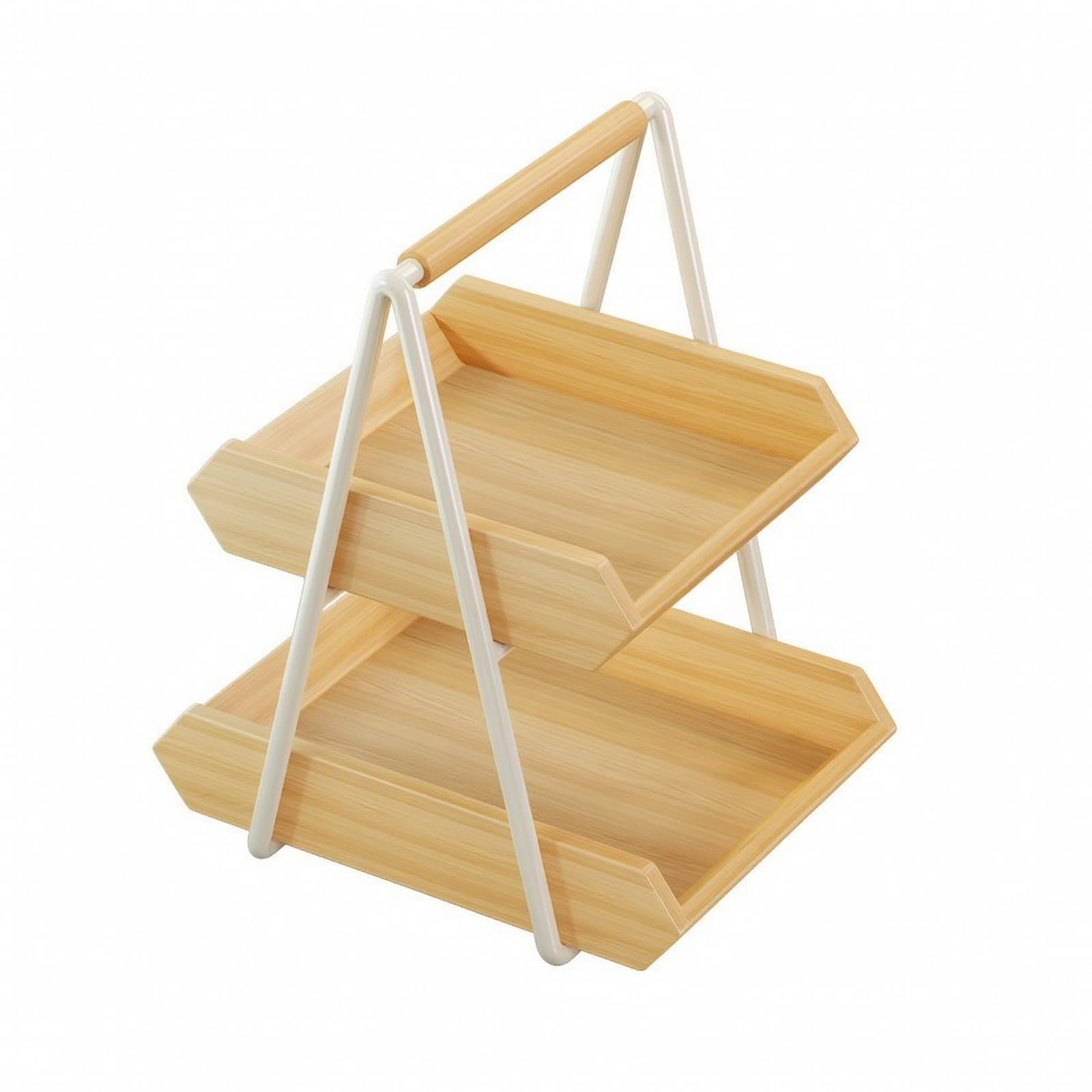 Étagère Table à Structure En A Plateaux Compact Porte- à Plateaux En Bois Poignée peu Encombrant Panier à à Étages , S