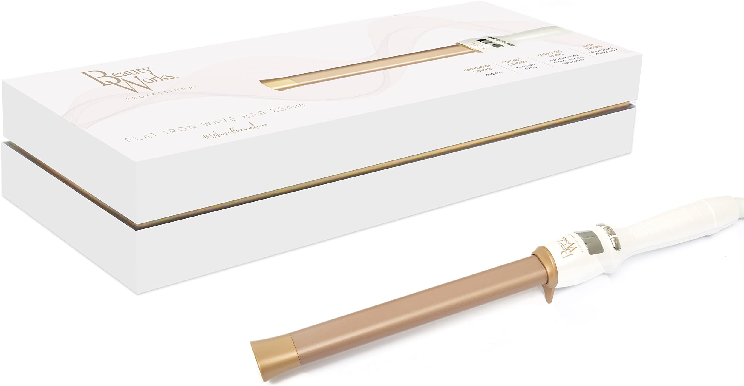 Beauty Works Flat Iron Wave Bar 25mm S-Shaped Mermaid Hair Flat Waves Curling Wand