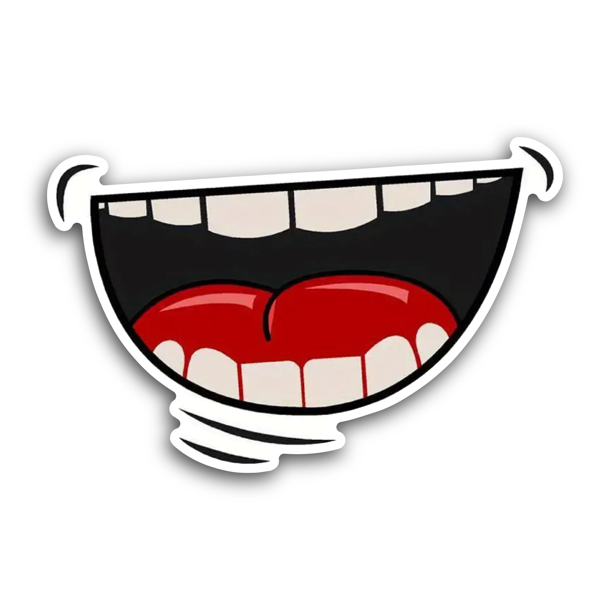 2 (Pieces) 3" and 5" Smiley Mouth Sticker, Waterproof Vinyl Decals for Many Purpose Like Cars, Trucks, Laptops, Phones, Windows and More