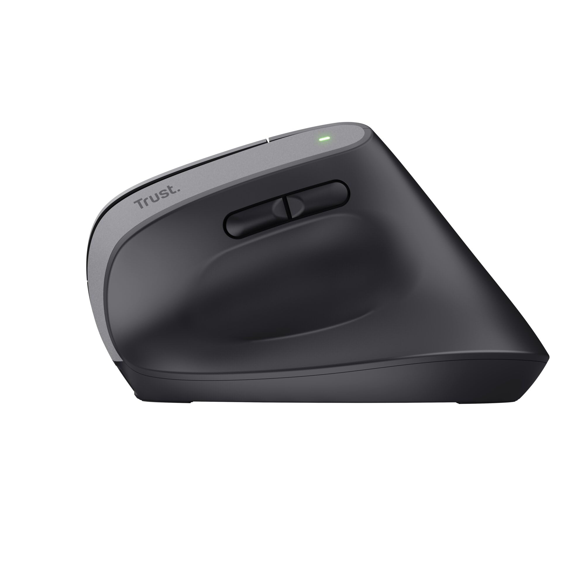 Trust Bayo+ Mouse Verticale Wireless Bluetooth + RF 2.4GHz, Ridurre la Tensione del Braccio e del Polso, 53% Plastica Riciclata, Mouse Ergonomico Ricaricabile Multidispositivo PC Laptop Mac - Nero