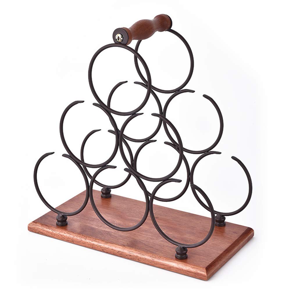 Soporte de vino de madera de sobremesa con 3 niveles para 6 botellas de bronce