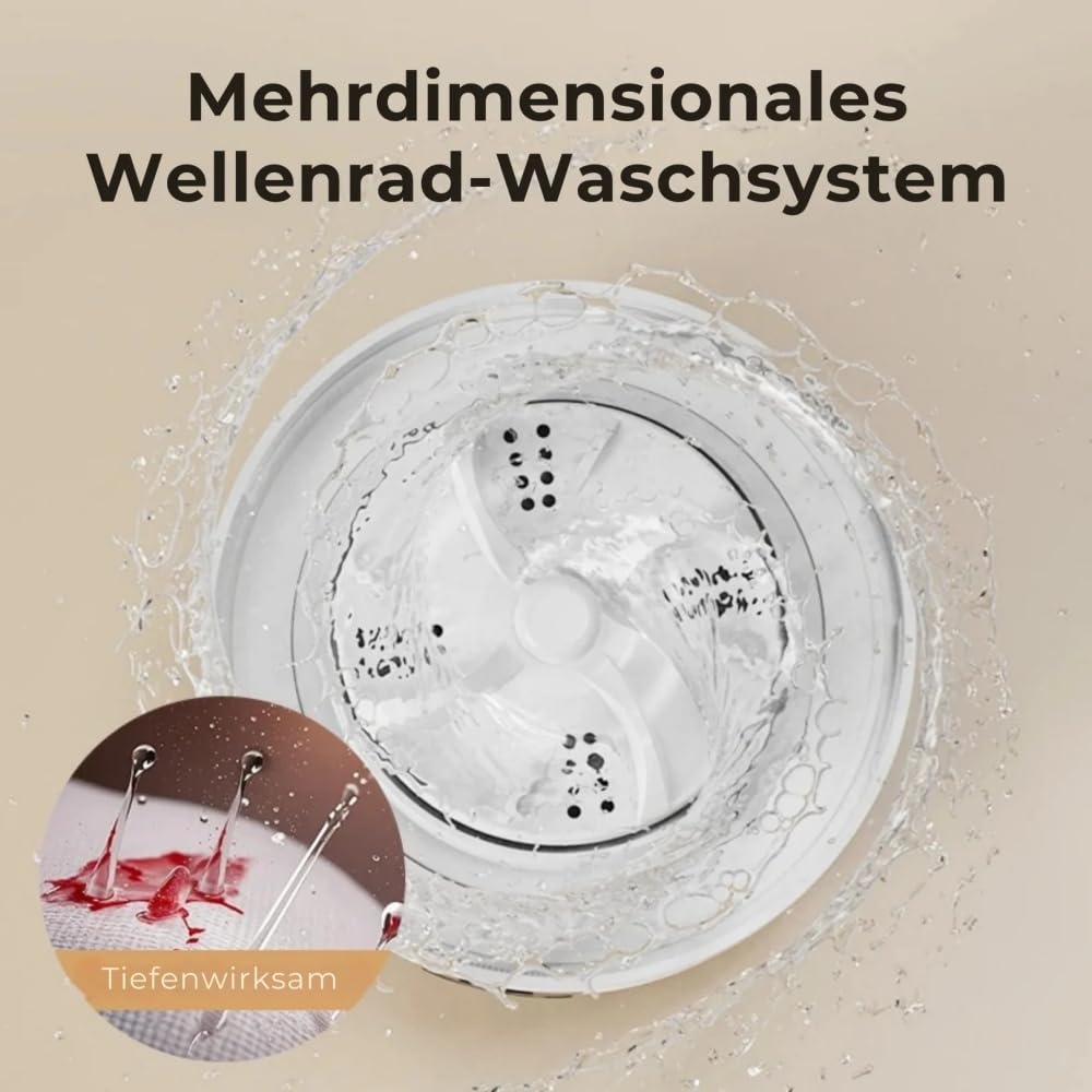 Washio™ - Tragbare Waschmaschine Kleine Kompakt - Automatische Kabelose Waschmaschine für Wäsche in Schlafsäle, Wohnungen, Camping, Hotels