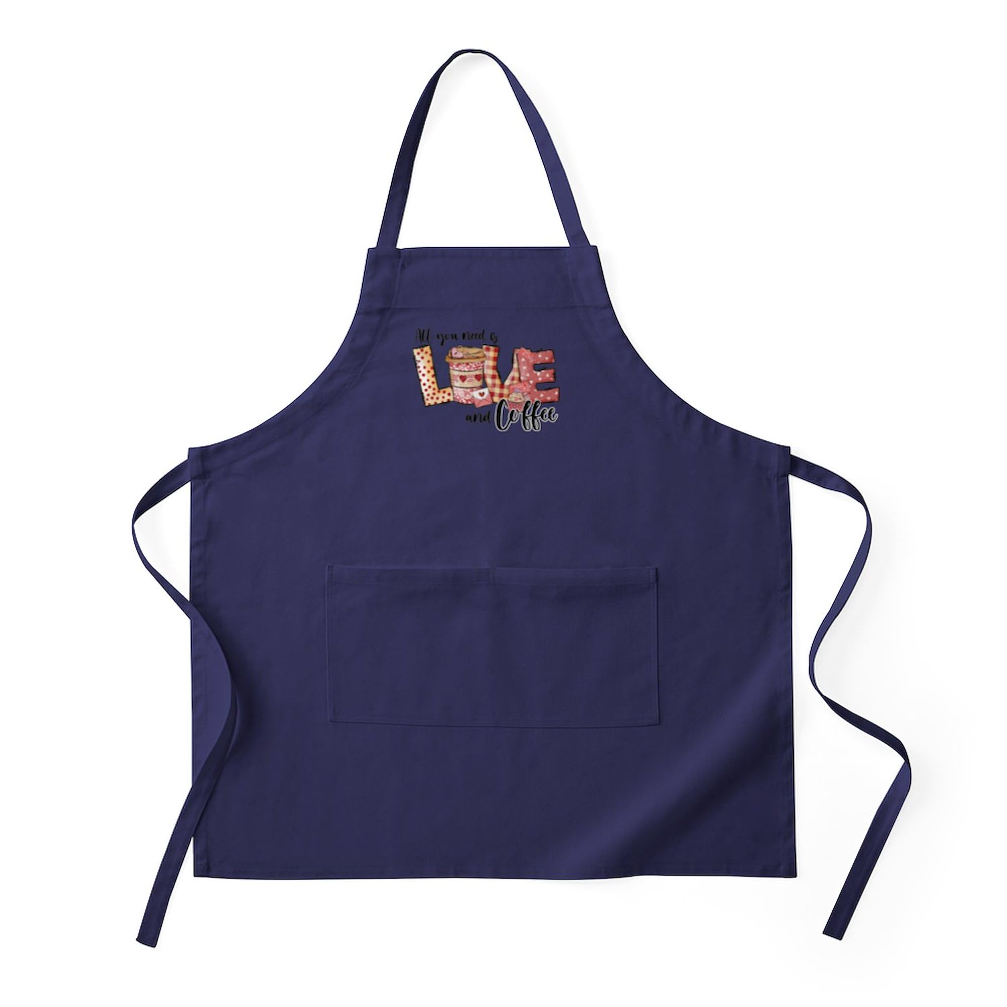 CafePress All You Need Is Love And Coffee Kitchen Apron with Pockets, Grilling Apron, Baking Apron