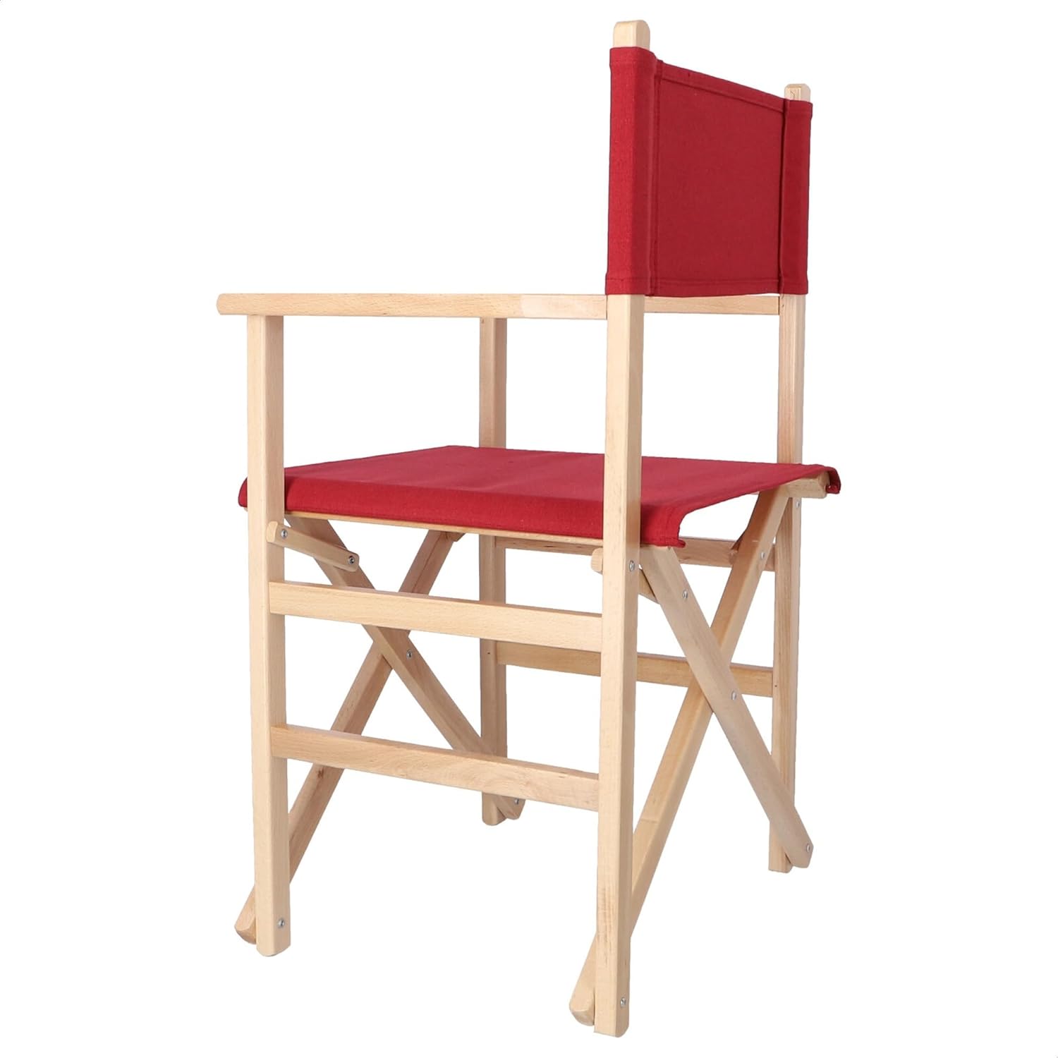 Wooden Director's Chair with Varnish with Maroon Canvas