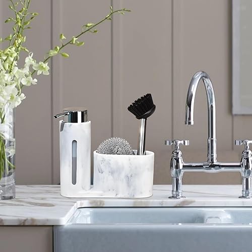 Miniatura 6 de Dispensador de jabón con soporte para esponja, dispensador de jabón de cocina, organizador de esponja y soporte para cepillo 3 en 1, organizador