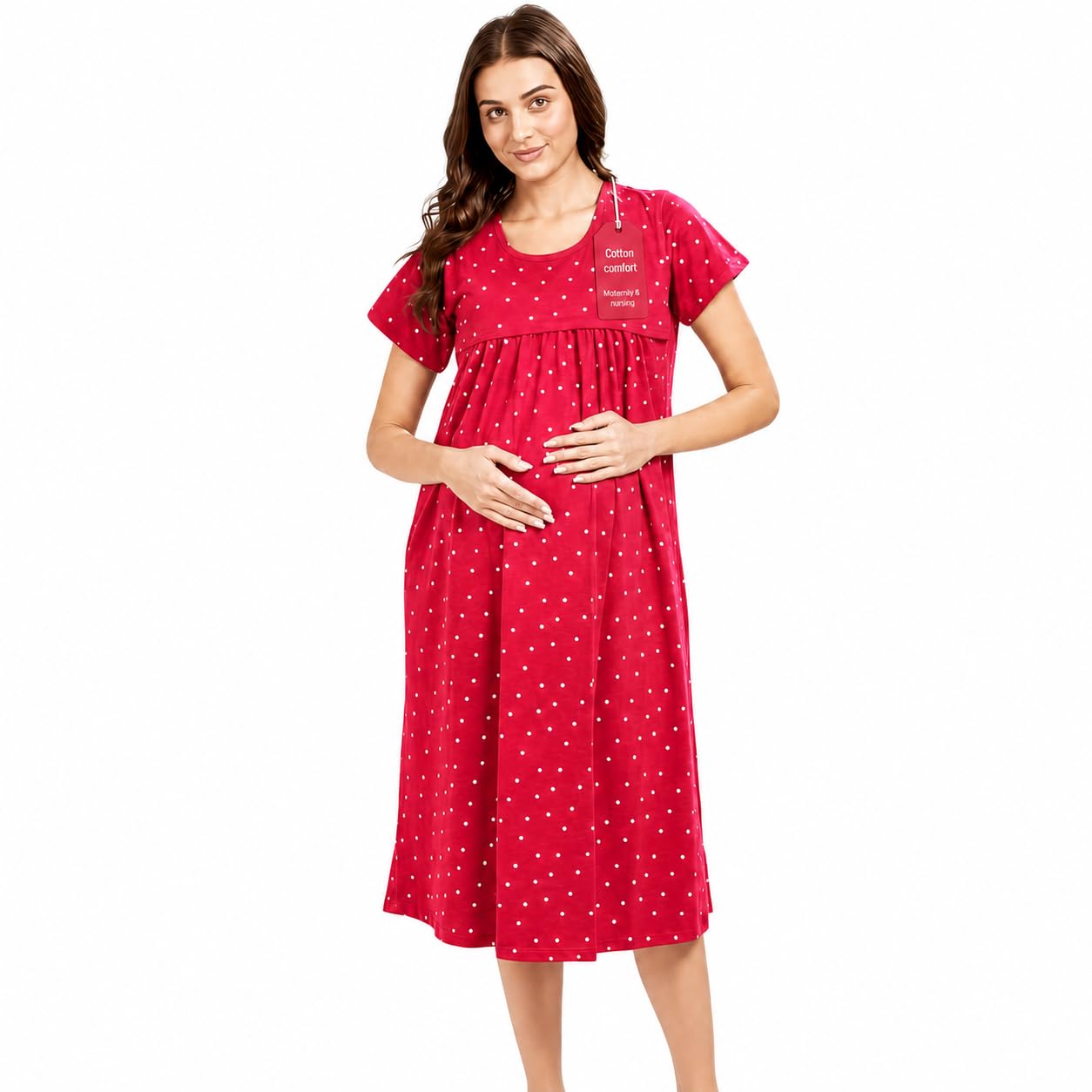 AV2 Women's Cotton Floral Calf Length Maternity Nighty
