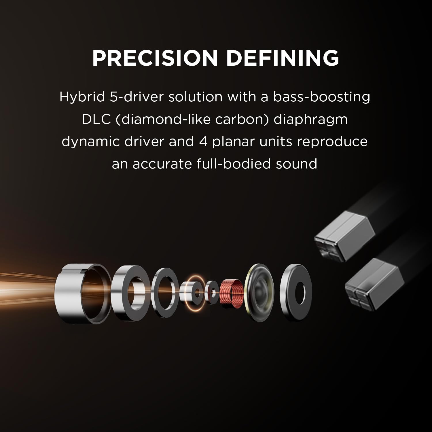 1MORE Penta Écouteurs intra-auriculaires certifiés haute résolution HiFi filaire IEM, connecteur MMCX amovible, microphone MEMS et contrôle 3 en 1, pour smartphones/PC/tablette