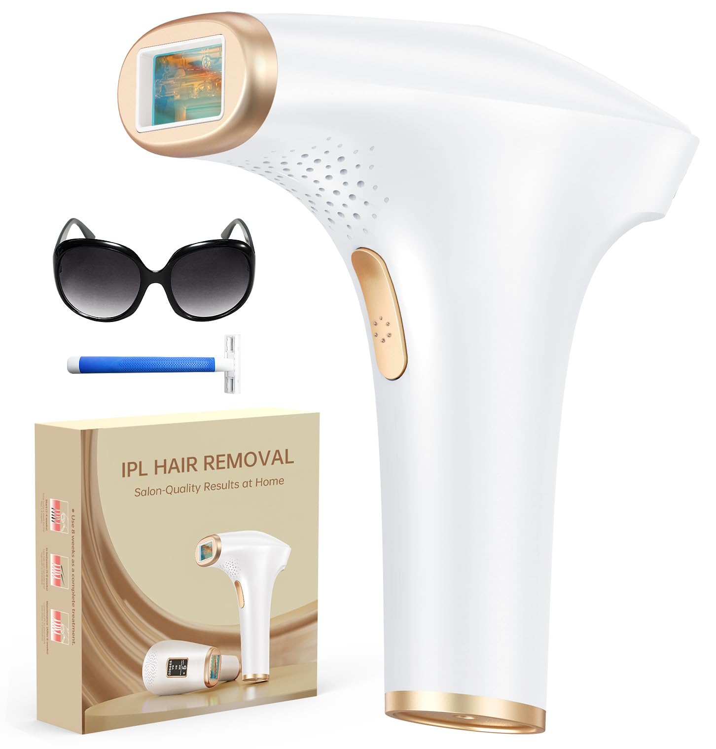 Depiladora Láser IPL Sin Dolor-Depiladora de Luz Pulsada 3 Funciones Avanzadas (HR/SC/RA), Depilacion Laser 9 Niveles de Energía para Mujeres y Hombres, Ideal para Rostro, Bikini y Cuerpo