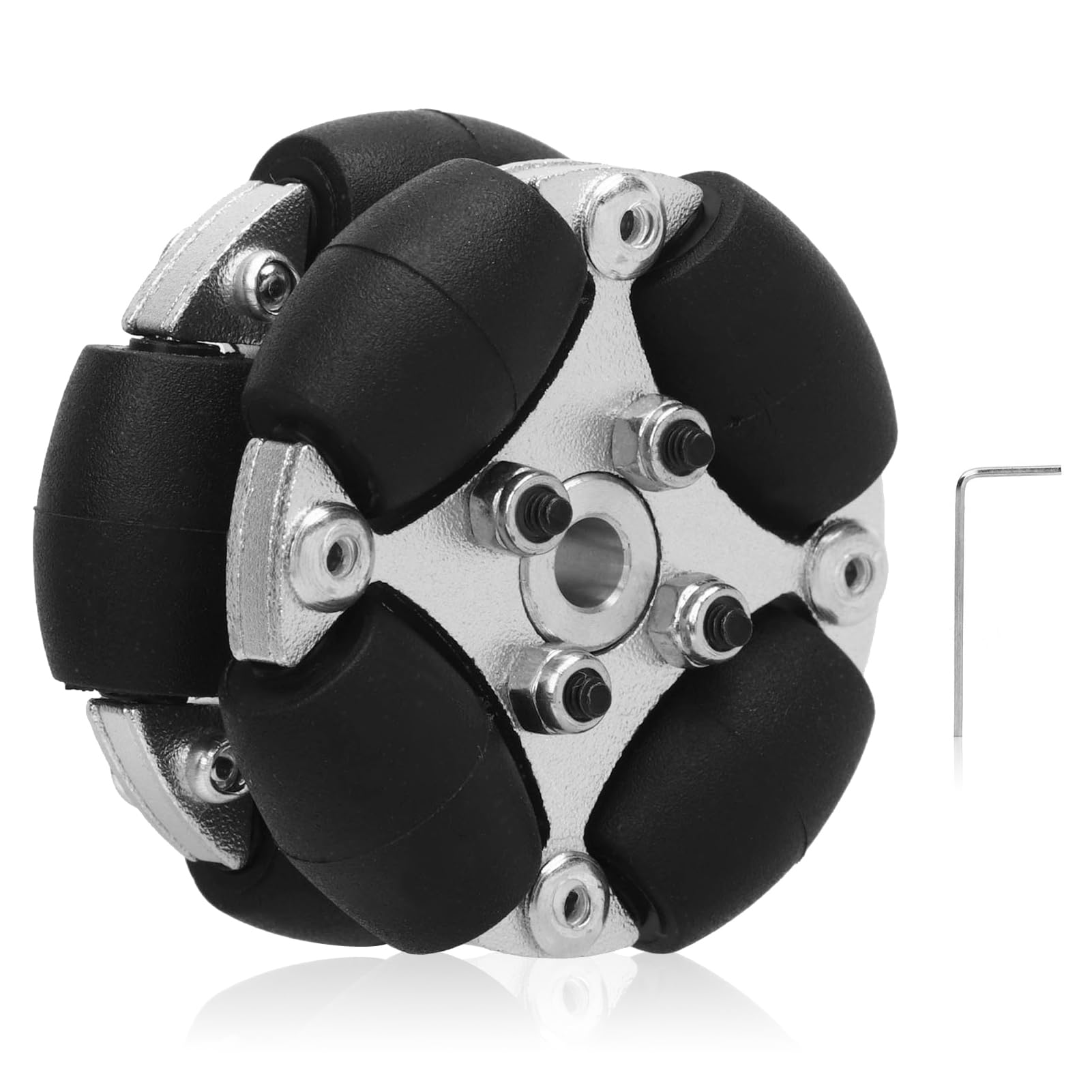 Ruota Omnidirezionale, doppia in alluminio con metallico e rulli in PU per movimento 360 gradi, Ruota Omnidirezionale, per piccoli robot e giocattoli, 38mm