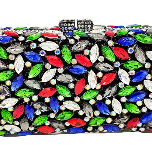 Image of Boutique De FGG Women Crystal Clutch Bag Minaudiere Box Handbag Party Prom Rhinestone Clutch Purse Wedding Bag, Mini
