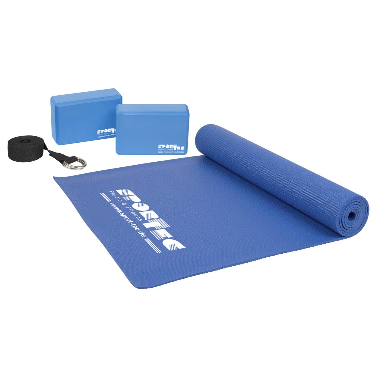 Yoga Starter Set, Matte, Block, Gurt, Pilates, Gymnastik, Fitness, Stretch, Balance, Sport, 4-TLG