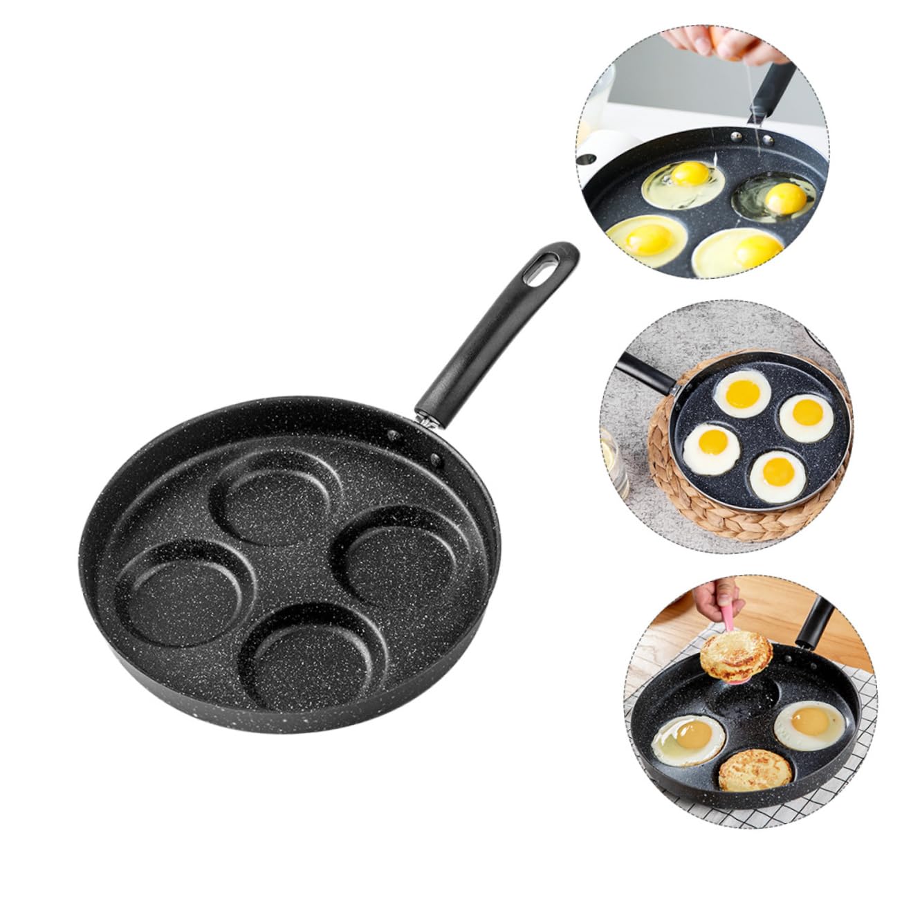 Gatuida 1pezzi Padella Antiaderente Per Friggere e Waffle Design Scanalature Manico Per Sicurezza Termica Resistente All Usura Per Cottura Uniforme Per Piano Cottura Induzione Domestica e