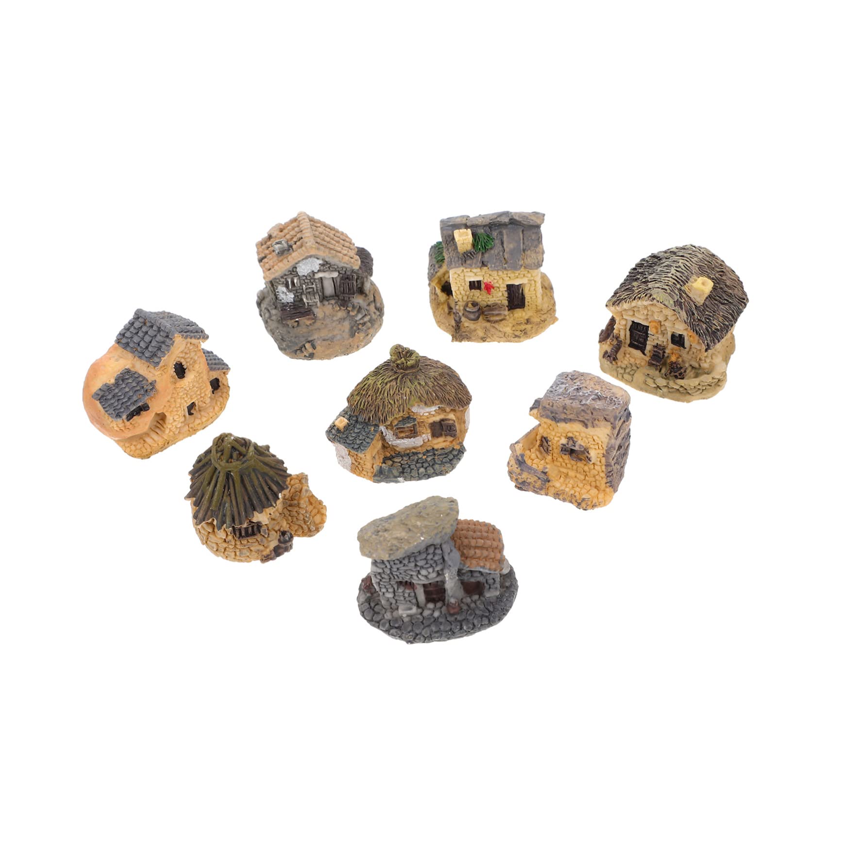 Generic 8pcs Micro Landscape Small House Resin House Miniature House Micro Landscape House Garden House Miniature Stone House Micro Landscape Ornament Micro Garden House