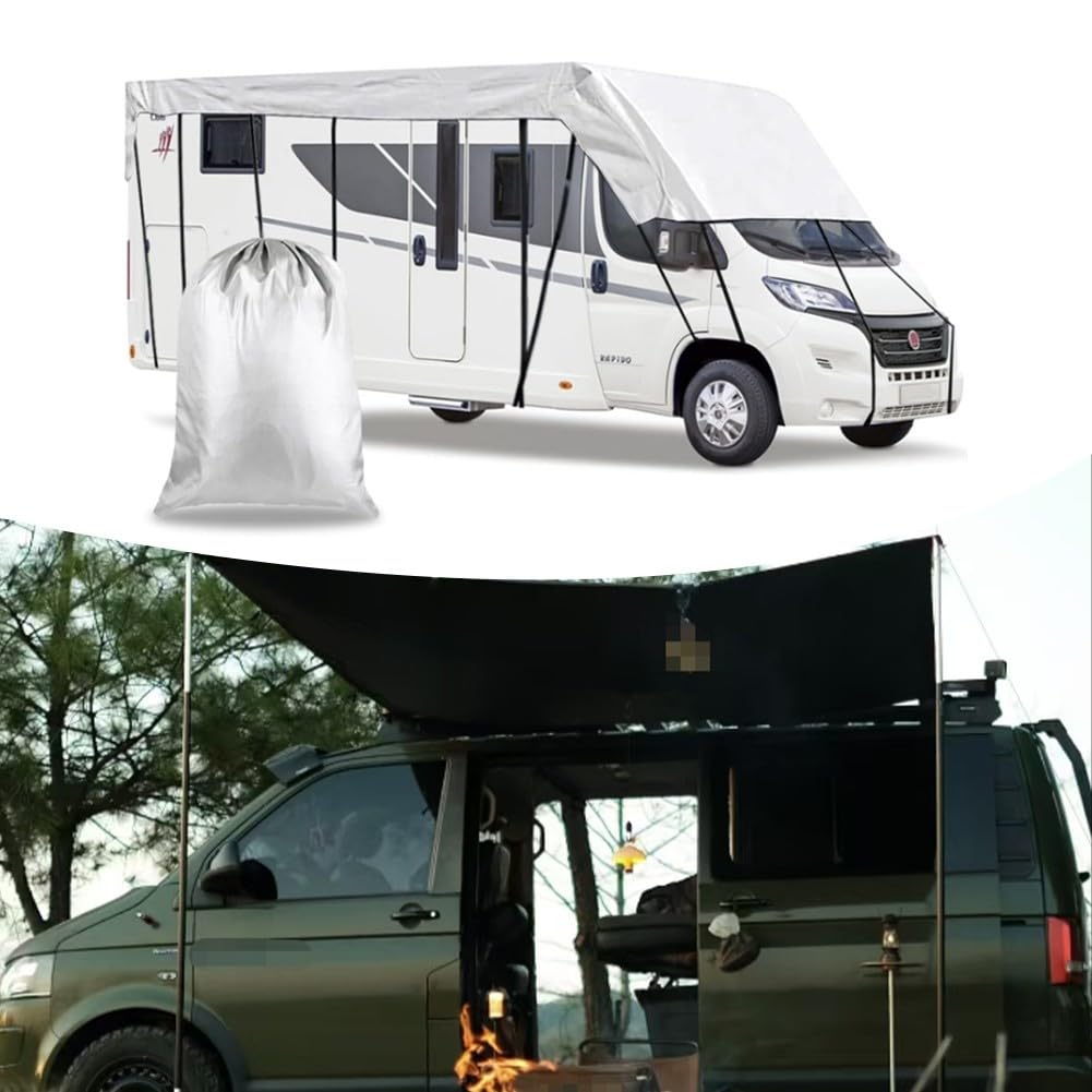 Cubierta impermeable para caravana, impermeable, resistente al agua, 210D Oxford para invierno, nieve y hielo, resistente a los rayos UV, lona de protección para caravana (5 m x 3 m)