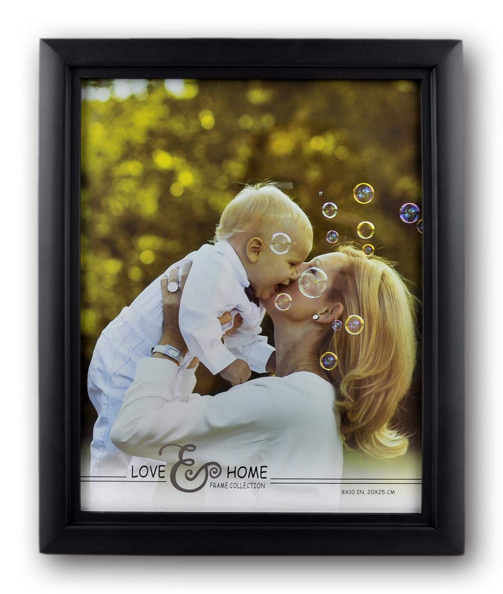 SpiretroSpiretro 8 x 10 inch Classic Curve Edge, Solid Wood Document/Picture Frame with Plexiglass, Vertical and Horizontal for Tabletop or Wall Mounting Display Photo Frame, Plain Gallery Black