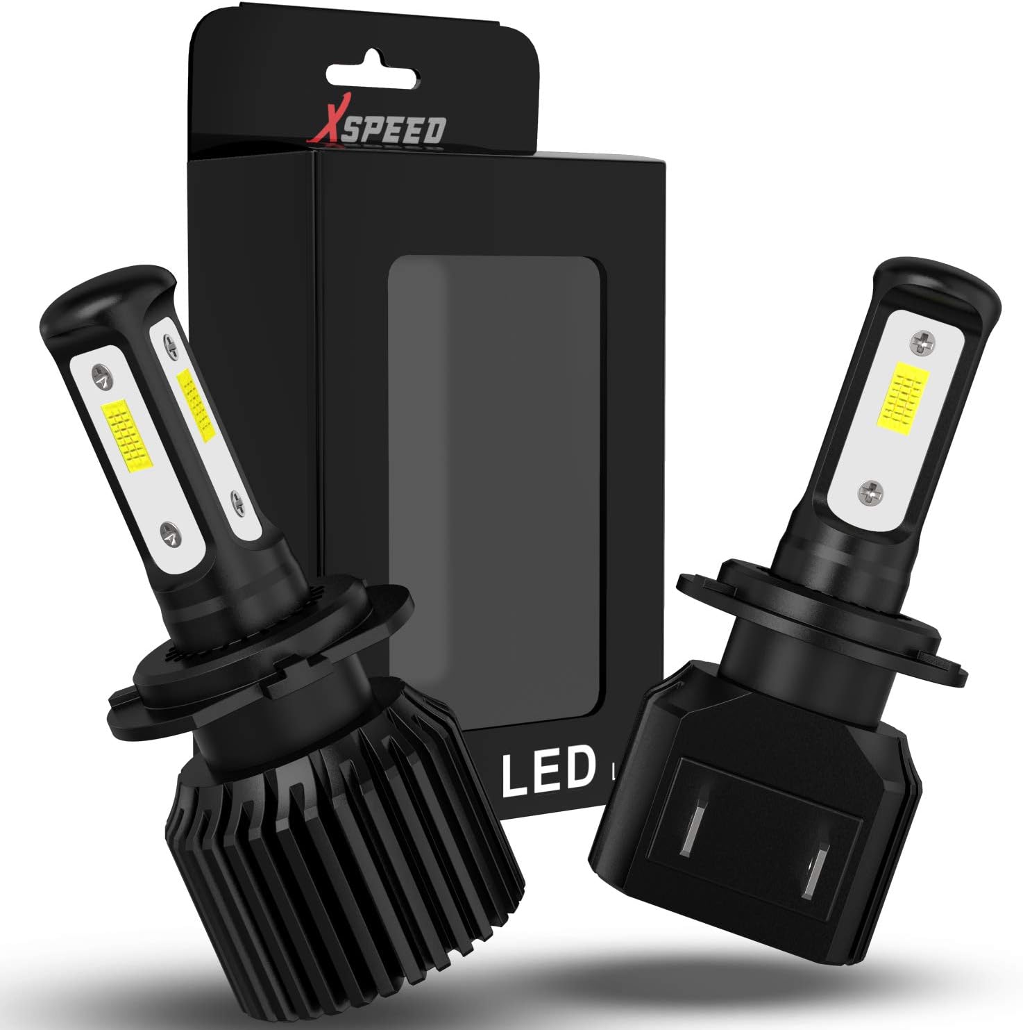 xSpeed Lighting H7 5200lm Extremely Bright LED Fog Light Bulb 360 Beam Pattern High Power 3 Sides CSP 3570-Chips H7 Fog Light Bulbs Replacement Xenon White 6000k