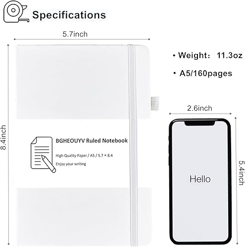 Miniatura 2 de Diario para cuaderno, cuaderno rayado con rayas universitarias A5, 160 páginas, diarios de tapa dura para escribir, cuadernos para el trabajo,