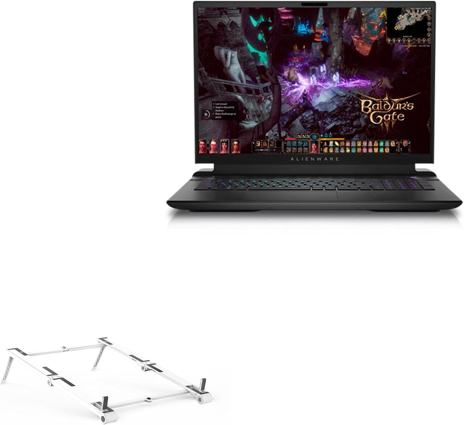 BoxWave Stand and Mount Compatible with Dell Alienware M18 - Pocket Aluminum Stand 3-in-1, Portable Multi Angle Viewing Riser - Metallic Silver