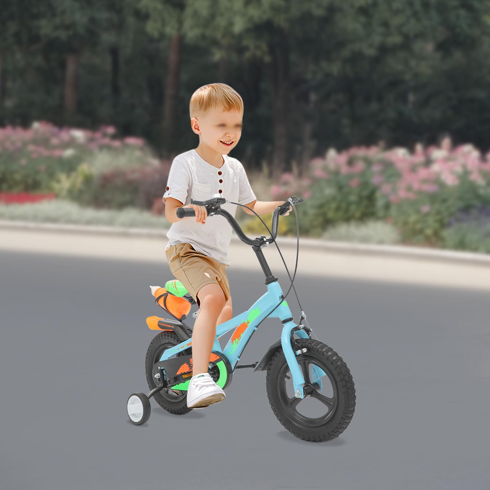 12 Zoll Kinderfahrrad, Kinder Fahrrad ab 2 Jahren mit Wasserflasche, Fahrrad Kinder für Jungen und Mädchen ab 2-5 Jahre, Upgraded Höhenverstellbar, Robustes Carbonstahl-Rahmen