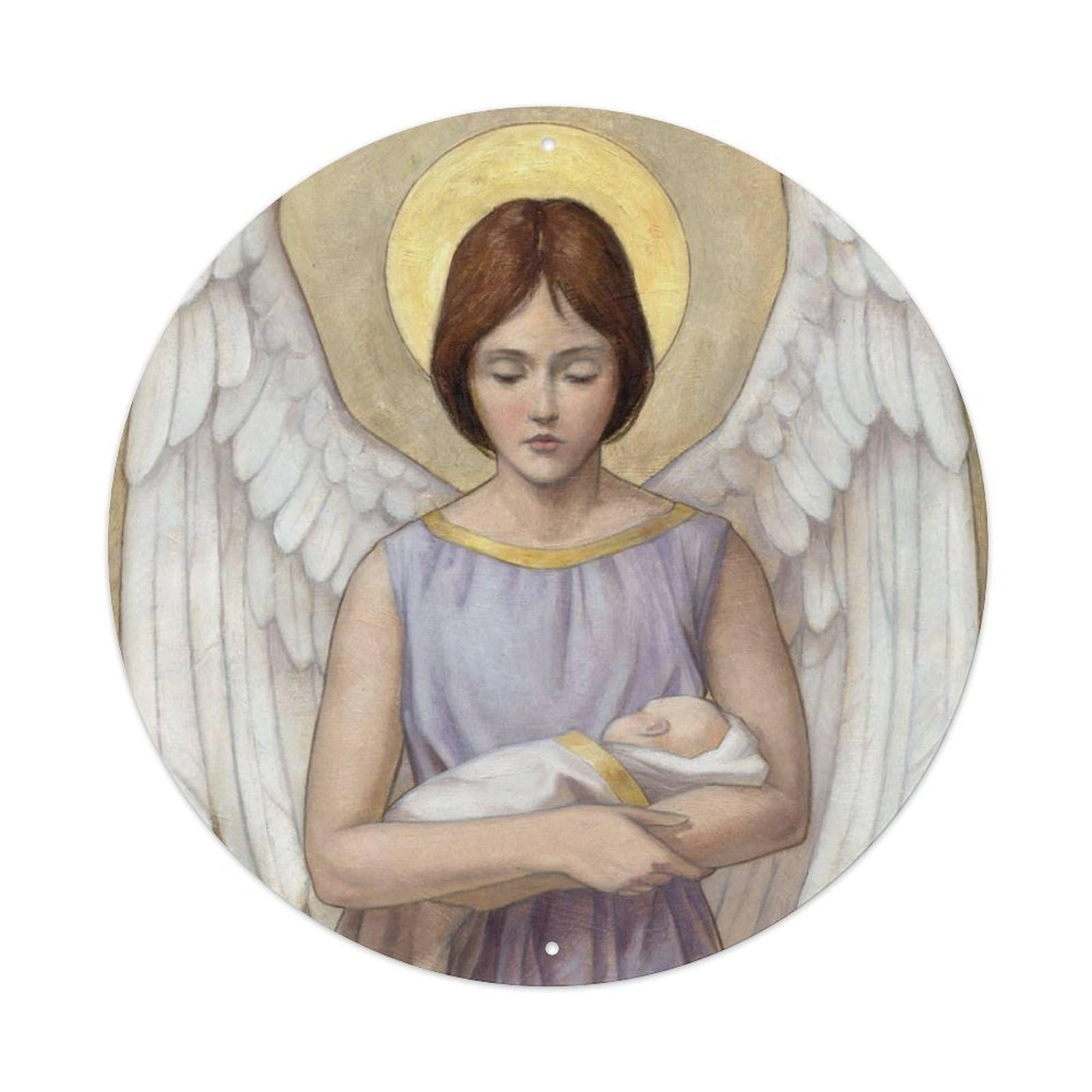 Vintage Angel Angels Holding Babies Metal Tin Sign