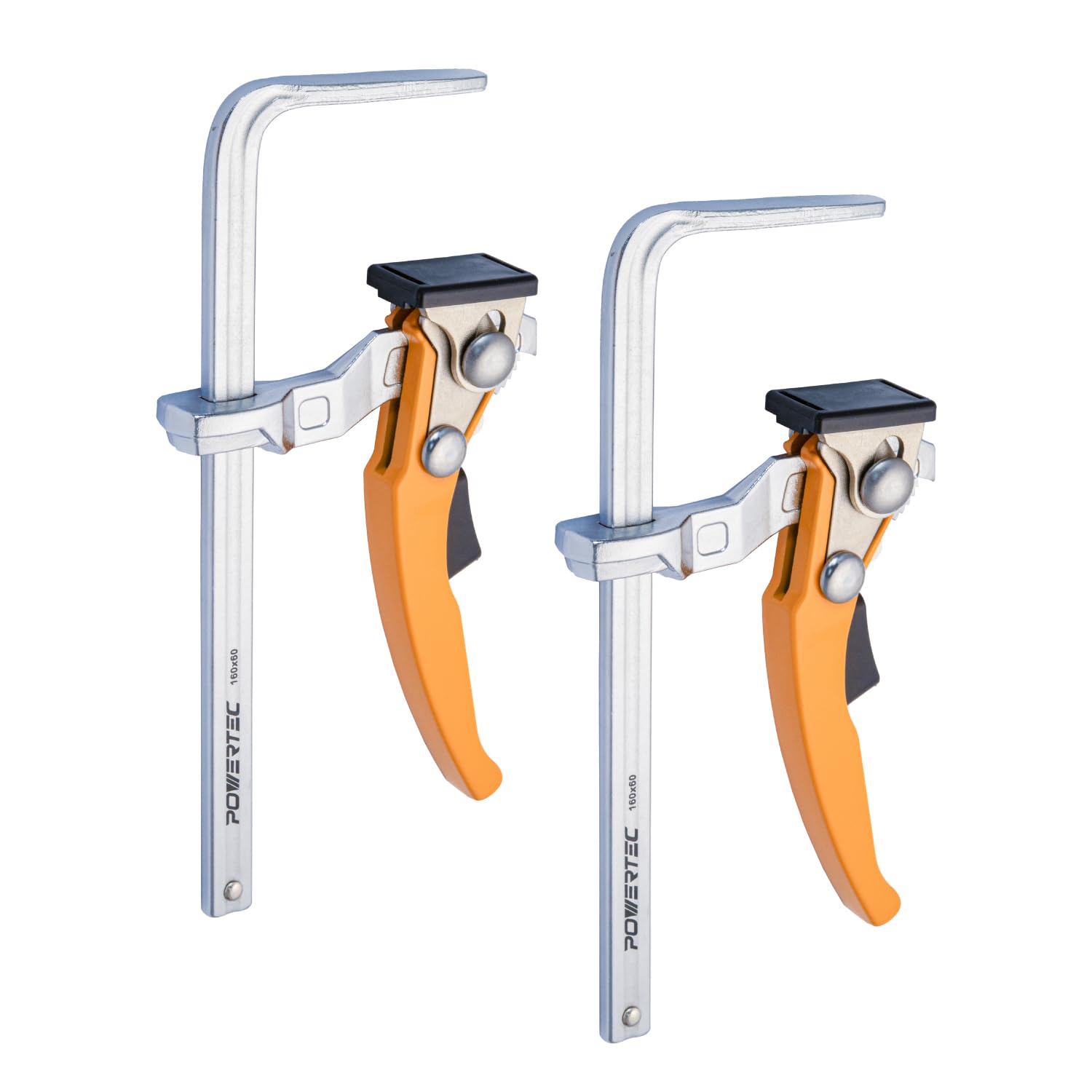 POWERTEC 71542V Quick Release Ratcheting Table Clamp for MFT and Guide Rail System, 7" Capacity (178mm) x 2-3/8" Throat Depth, 2 PK