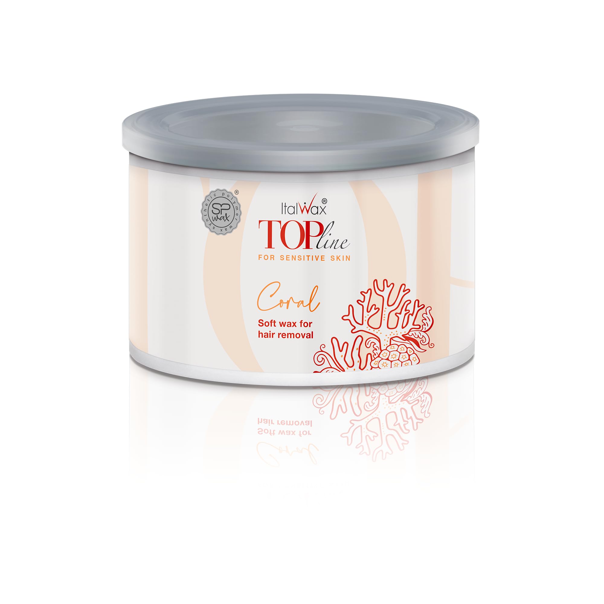 Italwax Top Line Coral - 397g / 14oz - Soft wax for hair removal - Uncented - Liposoluble syntetic formulation - Ideal for waxing all body area