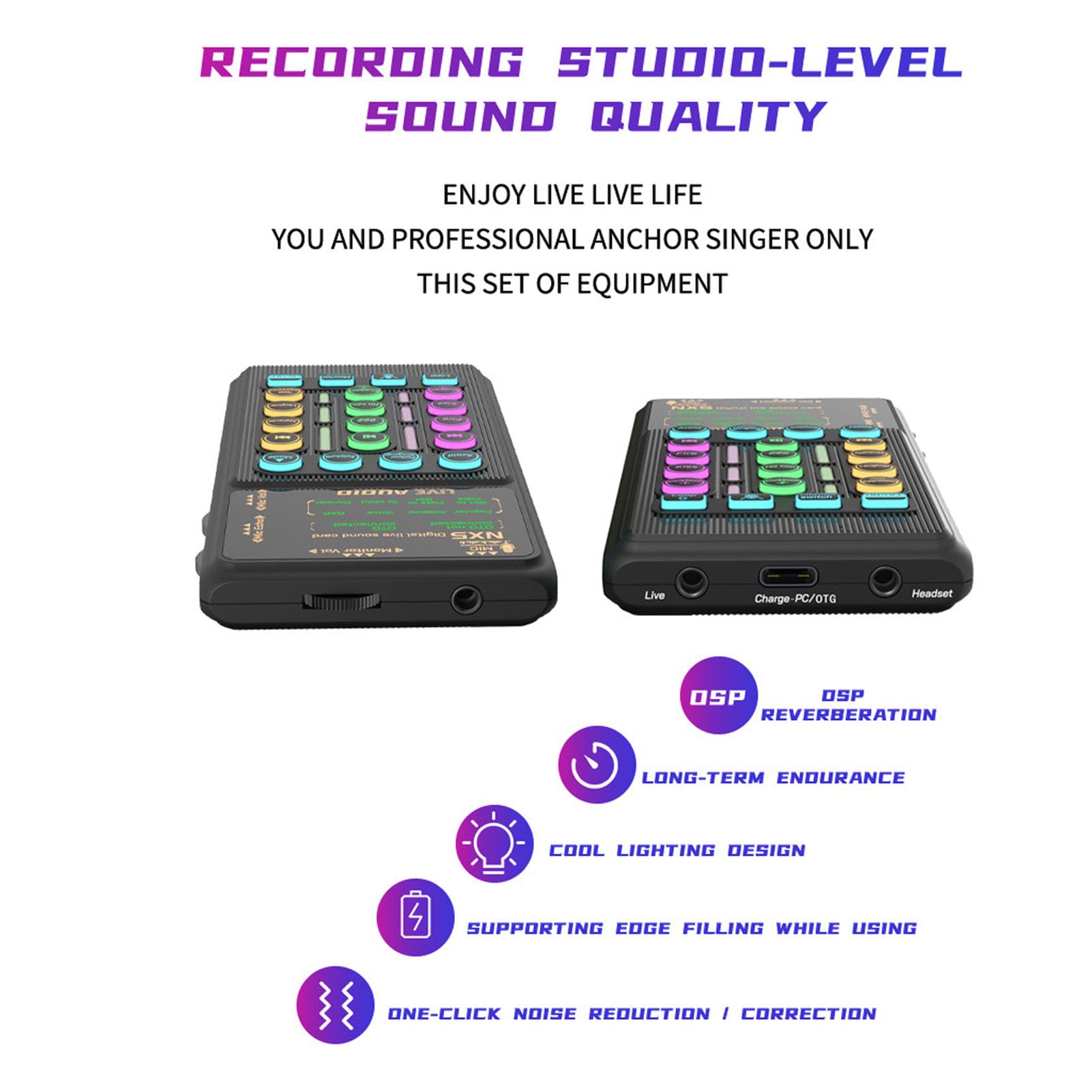 Stimmenverzerrer, Bluetooth-Stimmenverzerrer mit 8 Soundeffekten, 6 Hallmodi, RGB-Licht, inklusive Mikrofon-Kopfhörer, für Streaming, Gaming
