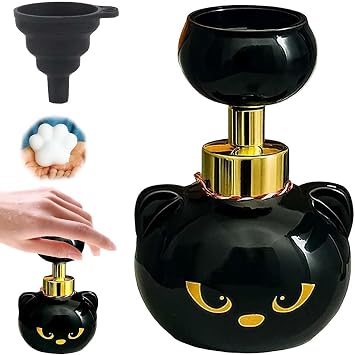 Cute Cat Paw Foam Soap Dispenser,2026 New Cat Pawprint Press Foaming Hand Wash Dispenser with Black Cats Paw Print, Refillable Empty Foam Soaps Pump Bottle for Bathroom Kitchen Black/1pcs