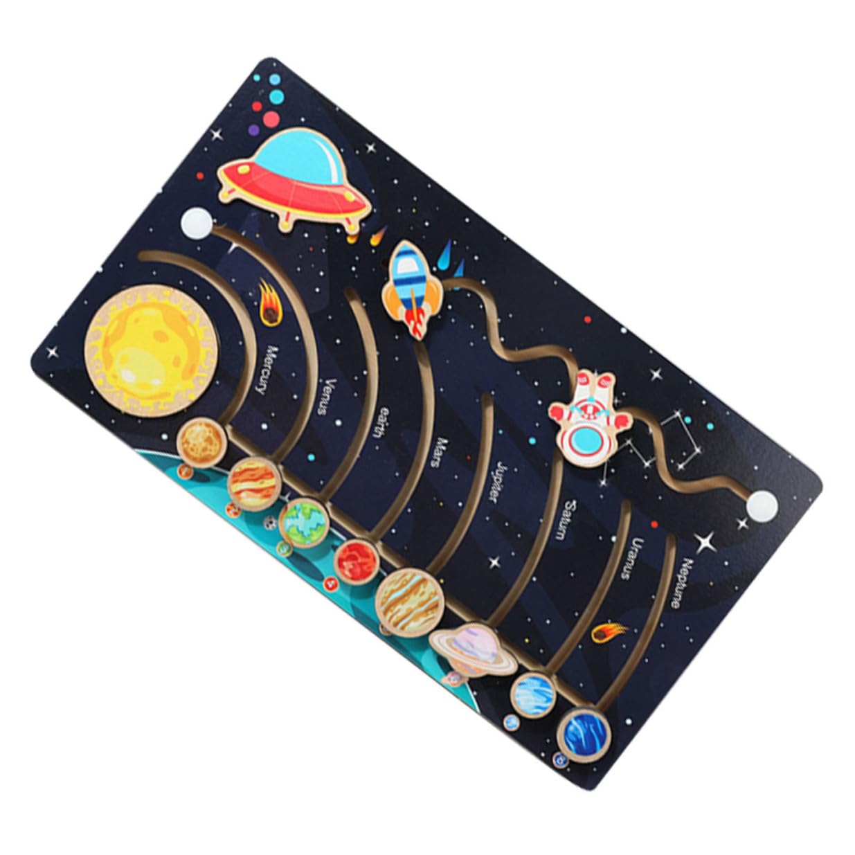 ifundom Puzzle del Sistema Solare in Legno per Bambini Pianeti Mobili, Sviluppa Riconoscimento delle Forme le Abilità Sociali, per Attività di Apprendimento Prescolare