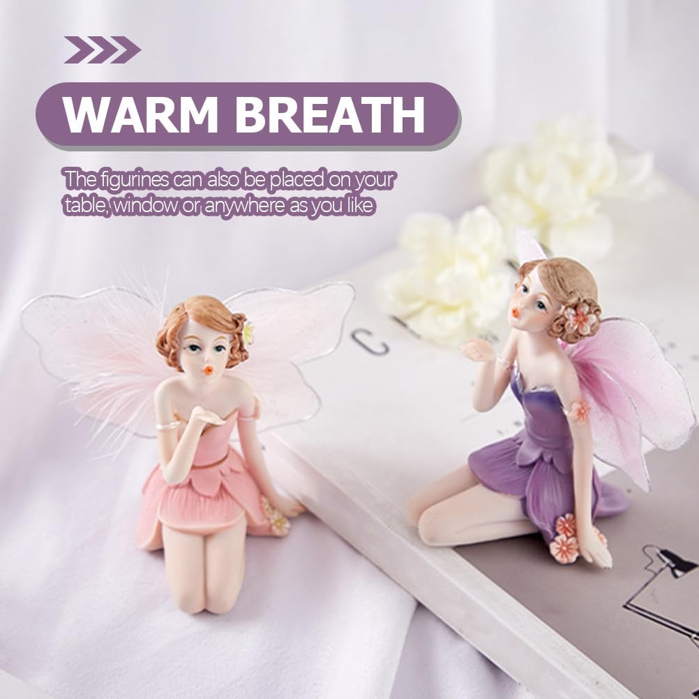 SAFIGLE Resin Fairy Figurine Miniature Flower Fairy Statue Small Figurines for Garden Home Wedding Party Decoration 3.9 Inch