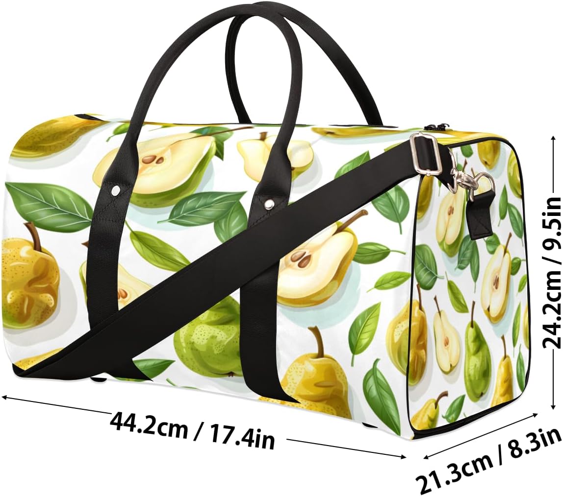 Watercolor Pears Travel Duffel Bag for Women Men Large Capacity Overnight Weekender Bags for Lightweight Waterproof Sport Gym Bag for Workout Yoga Swim