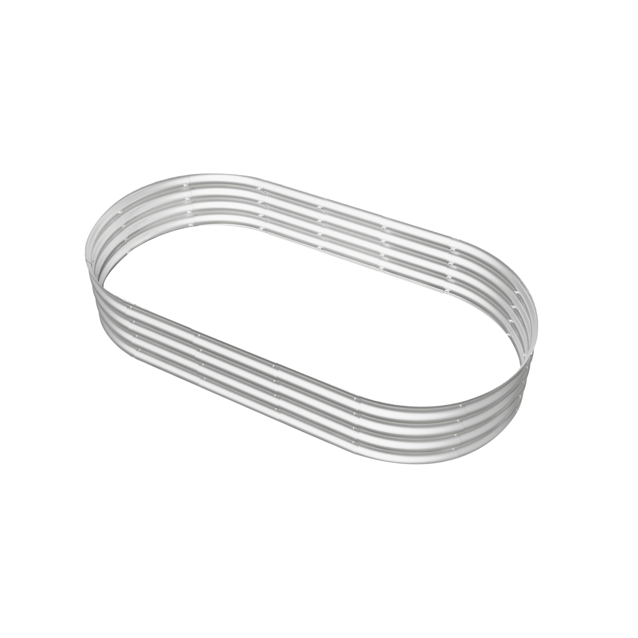 Verzinktes Hochbeet-Set, Hochbeet, Hochbeet, Outdoor, ovale Metall-Hochbeete für Gemüse, Blumen, Kräuter, Silber, 1,8 x 0,9 x 0,3 m, 1 Stück