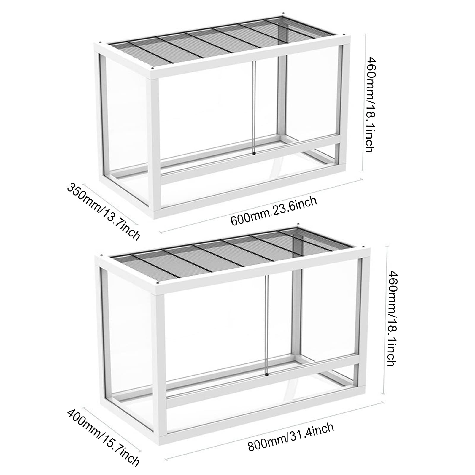 Szklane terrarium dla gadów Pełny widok Atrakcyjna wizualnie szklana klatka siedliskowa dla gadów dla chomika, złotego niedźwiedzia, rumianego kurczaka, jeża, jaszczurki (złota 60x35x46 cm)
