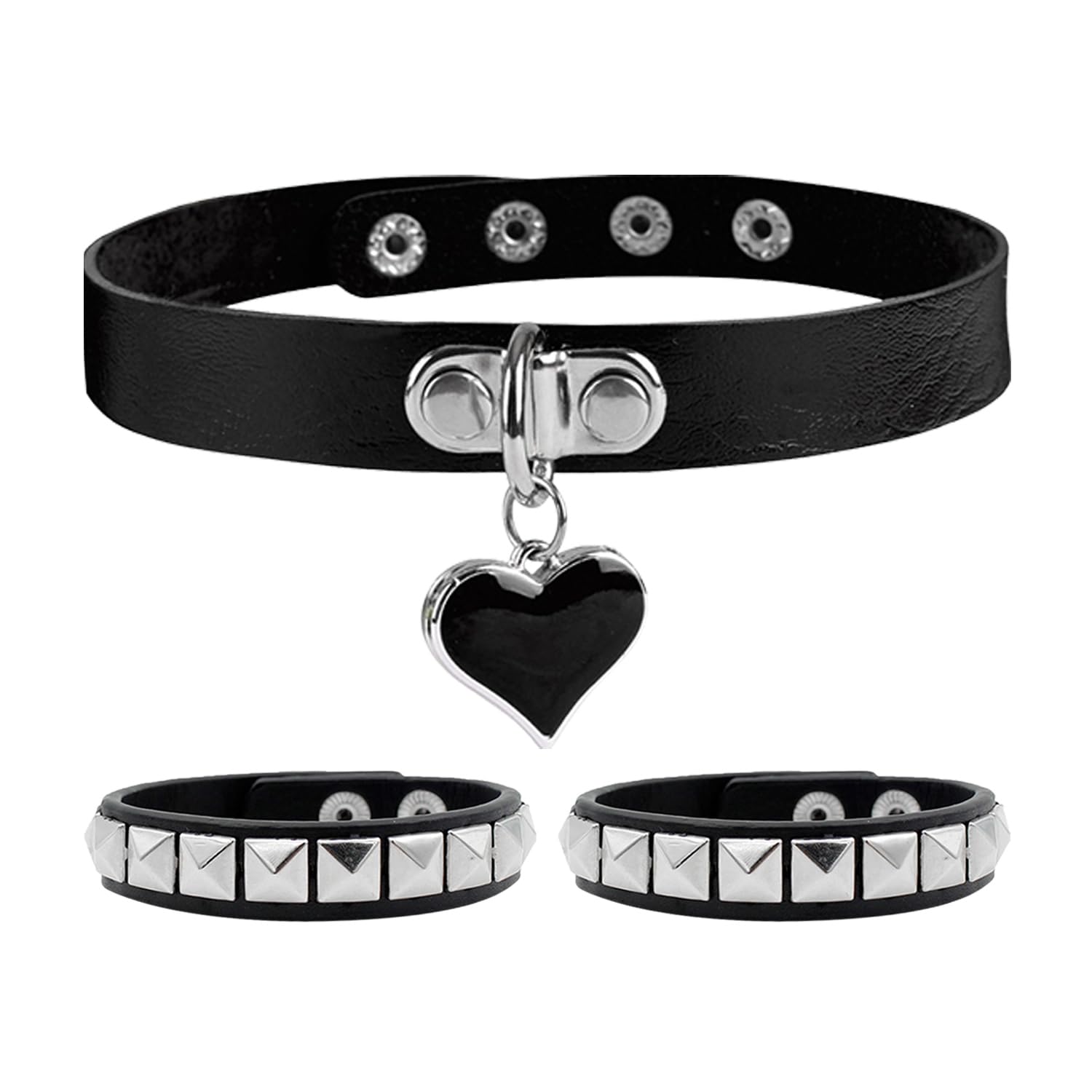 2 pulseras, 1 collar, pulsera gótica, punk, accesorios punk