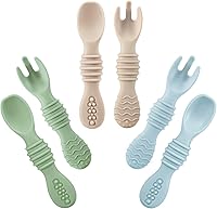 PandaEar 6 Pack BPA-Free Silicone Baby Spoons & Forks - Safe Self-Feeding Utensils for Infants & Toddlers First Stage