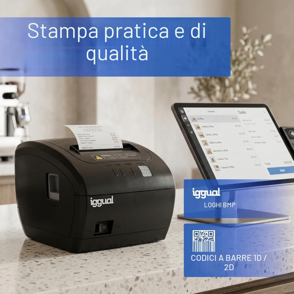 iggual TP EASY 80 WiFi Stampante termica per biglietti da 80 mm Larghezza 230 mm/s Monocromatico