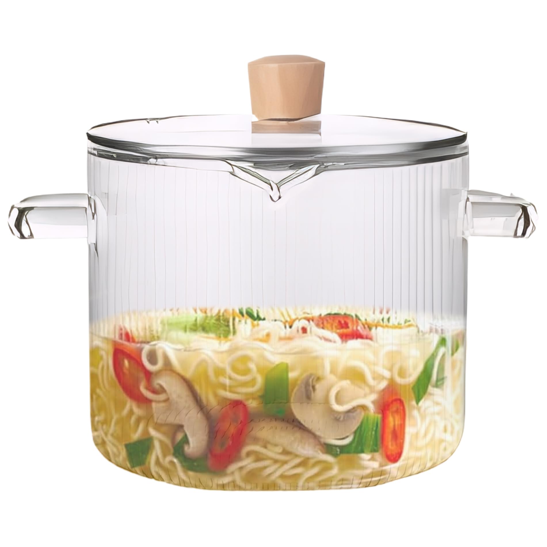 Pentola In Vetro Con Coperchio Pentola A Coste In Vetro Borosilicato Resistente Al Calore Da 2, 3 Litri Con Manici, Pentole Trasparenti Sicure Per Zuppe, Latte, Alimenti Per Bambini