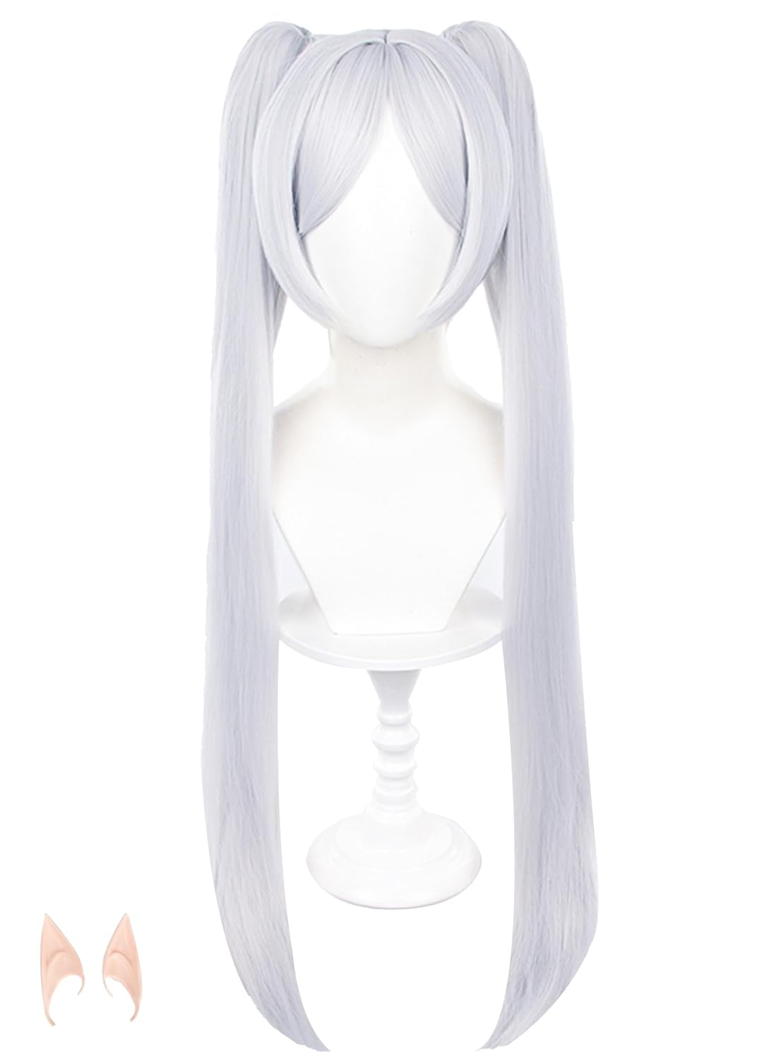 OSIAS White Long Double Ponytail Synthetic Wig for Frieren Cosplay