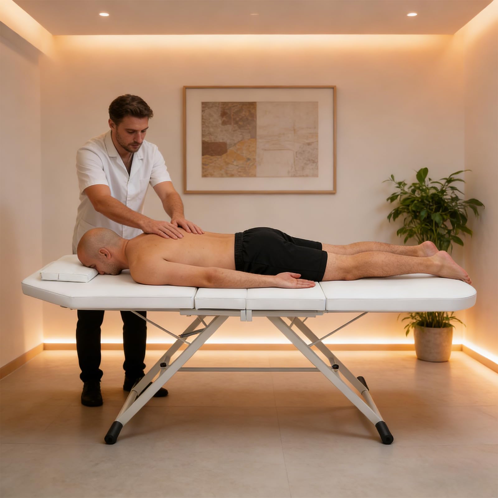 Massageliege Klappbar,Mobile Massageliege mit Verstellbarer Rückenlehne | Professionelle Massageliege mit Kopfloch, PU Polsterung, Faltbare Kosmetikliege für Massage,Tattoo & Wellness