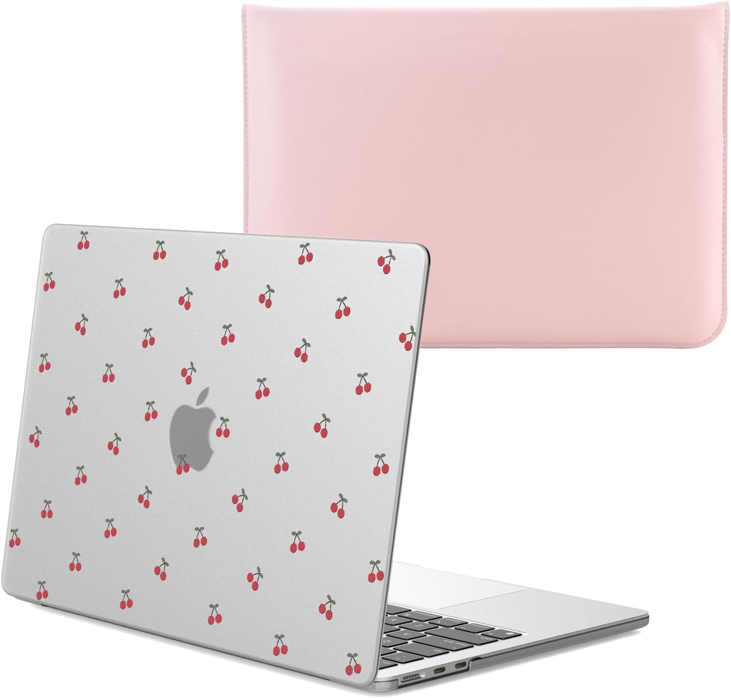 Cute Cherry Case Compatible with MacBook Pro 13 Inch (A1706/A1708/A1989/A2159/A2338/A2251/A2289) Matte Clear Hard Shell Cover & Laptop Sleeve Girly Laptop Cover for MacBook Pro 13.3"