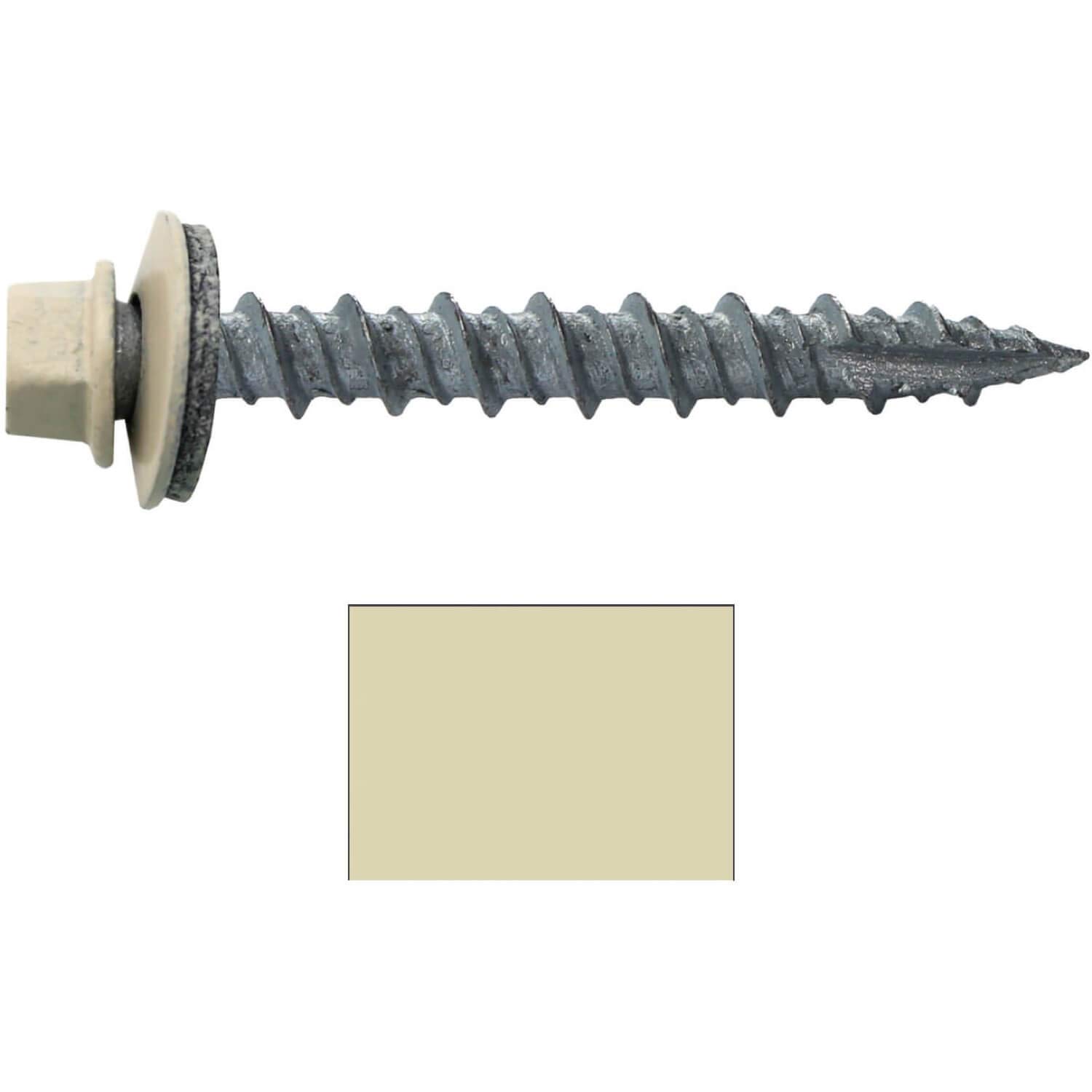 Viti per tetto in metallo: 250 x 3,8 cm, viti esagonali in lamiera avorio, viti autoavvianti per rivestimenti in metallo a legno, rondella EPDM, testa colorata