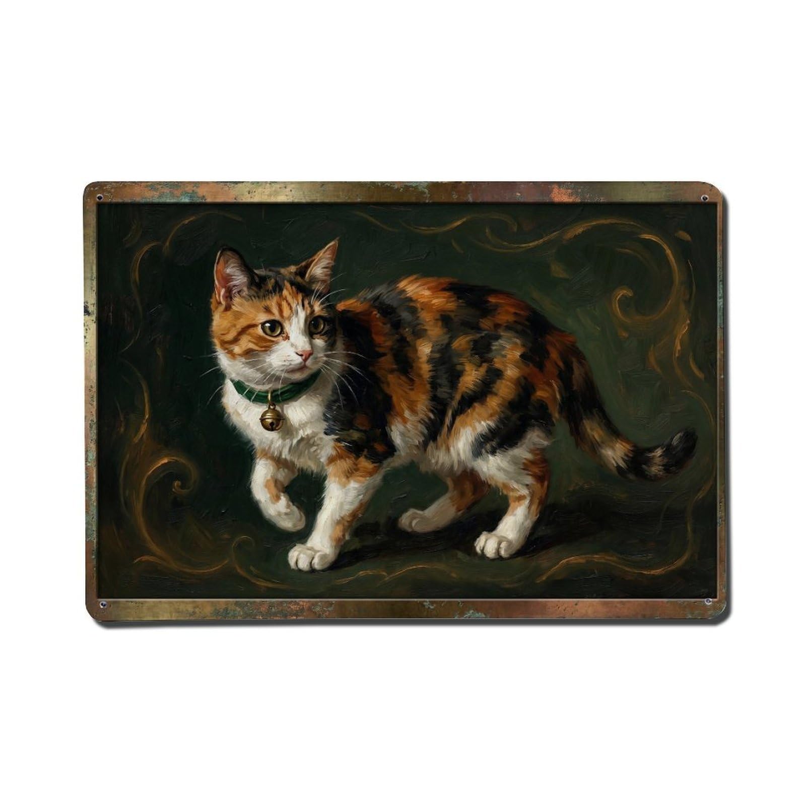 Calico Vibrant Manor Pet Metal Tin Sign Plaque Wall Decor for Cafe, Club Bar, Office, Home Garden Metal Poster 8x12Inch