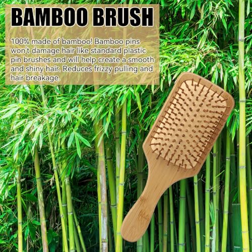 Haarbürste Bambus-Haarbürste für Locken, Quadratische Holz-Kämmung, Anti-Frizz, Entwirren und Verbesserung der Haartextur, geeignet für Männer, Frauen und Kinder